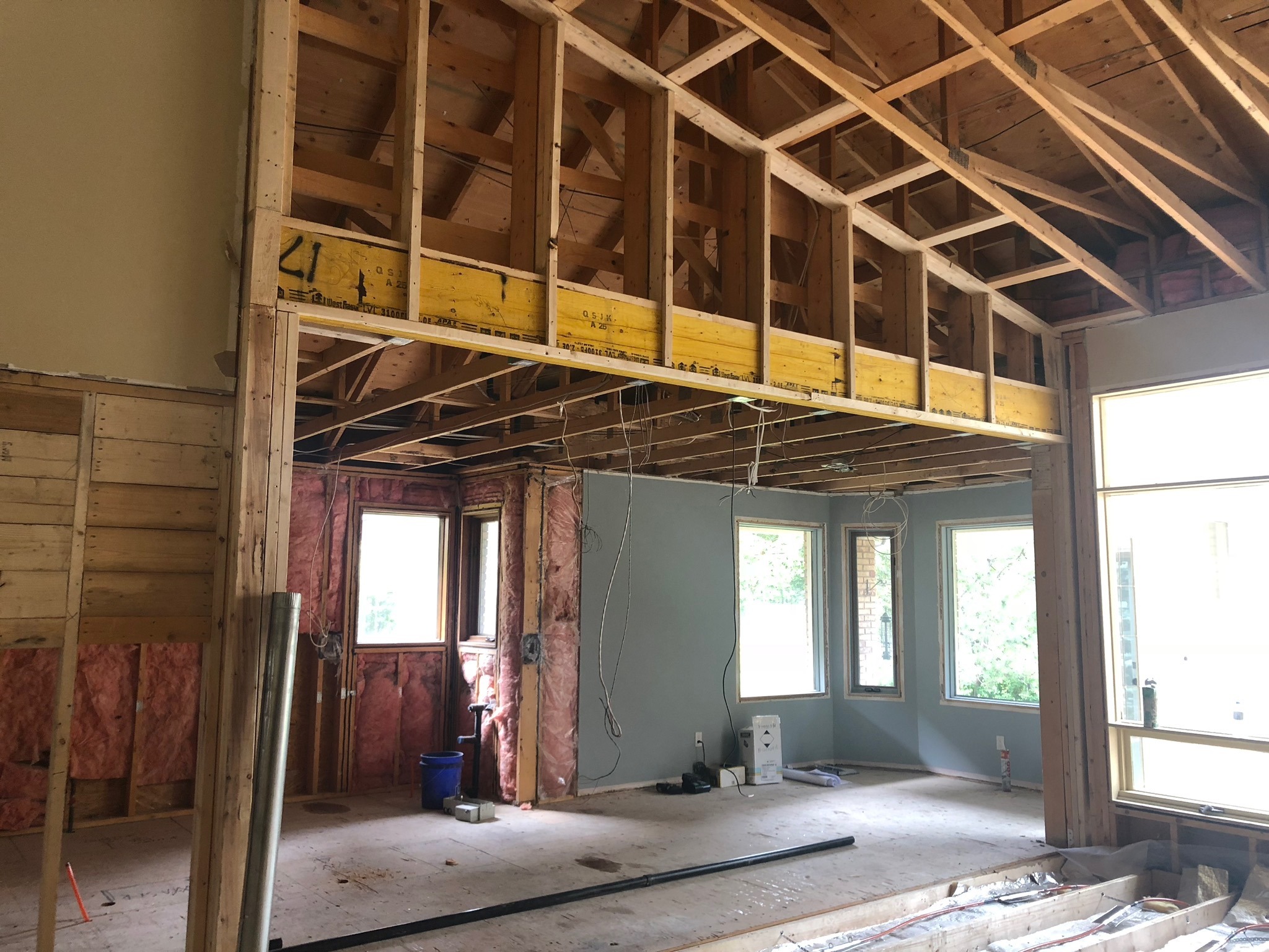 renovation preparation - exposed beams in a house