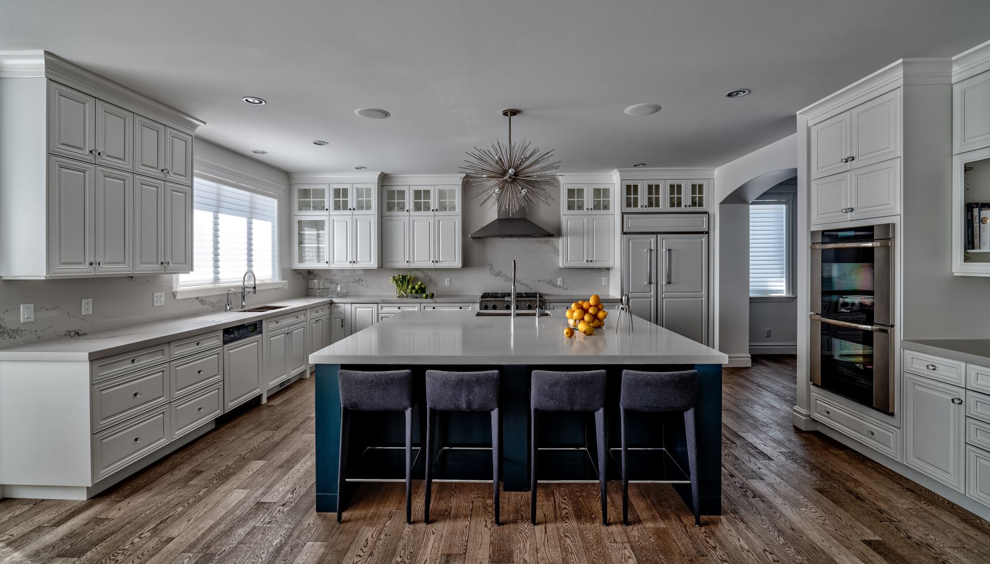 Decluttering with Hygge - Classic grey kitchen with blue accents