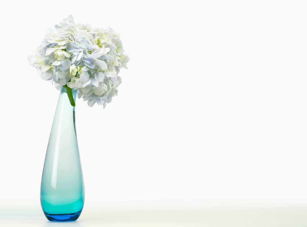 Scandinavian Design - Simple Glass Flower Vase with Hydrangea
