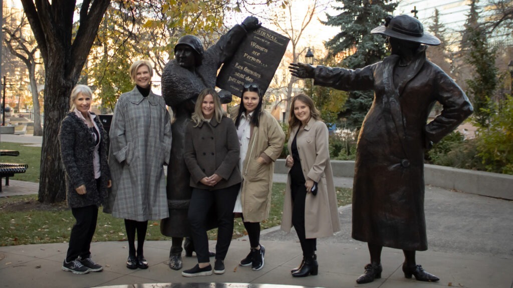 Persons Day KHD team in front of Famous 5 Statue at Olympic Plaza